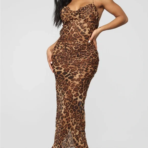 cheetah backless dress Iris Backless Maxi Dress